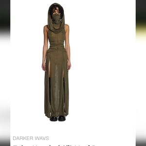 Darker Wavvs Echo Hooded Slit Maxi Dress